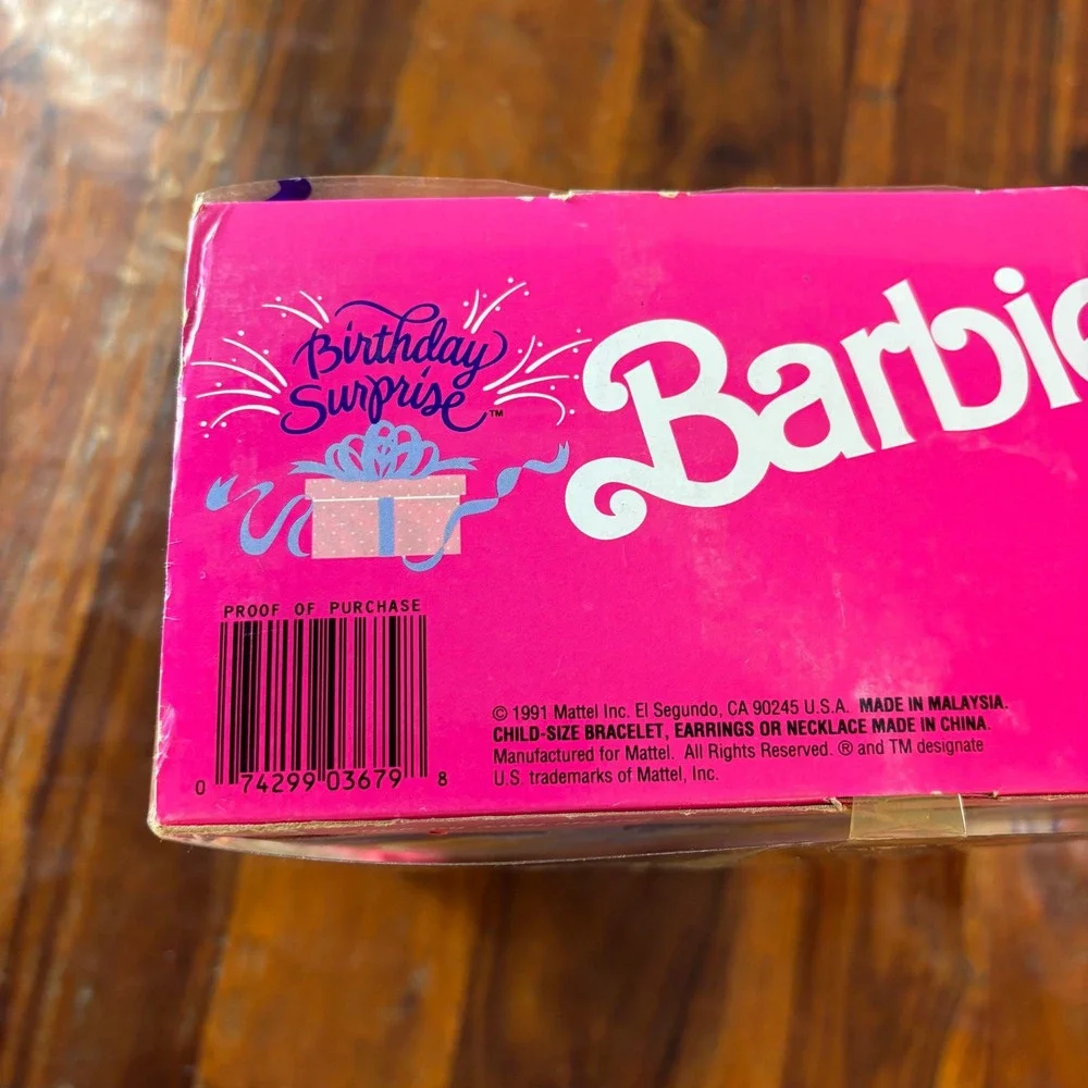 Vintage 1991 Birthday Surprise Barbie Doll Mattel 3679 New in Box Peach Gown